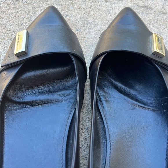 AGL Women's Black Leather Pointy Toe Flats with Silver Detail Size 42 / 12 - Picture 9 of 12